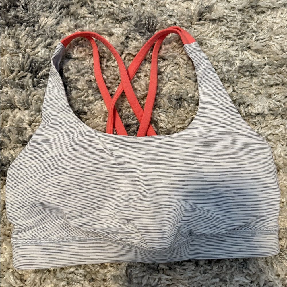 Lululemon Athletica Gray and Pink Sports Bra Moisture-Wicking Racerback